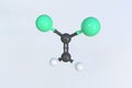 Vinylidene chloride molecule, scientific molecular model, looping 3d animation Royalty Free Stock Photo