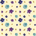 Viola daisy peony petal beige pattern watercolor