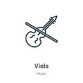 Viola outline vector icon. Thin line black viola icon, flat vector simple element illustration from editable music concept Royalty Free Stock Photo