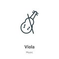 Viola outline vector icon. Thin line black viola icon, flat vector simple element illustration from editable music concept Royalty Free Stock Photo
