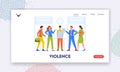 Violence, Denunciation, Blame Landing Page Template. Male Character Social Bullying Victim Vector Illustration Royalty Free Stock Photo
