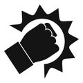 Violence fist icon, simple style