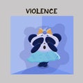 Violence. Mental Health Problem. Little scared panda, subjected