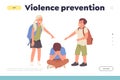 Violence prevention concept for landing page with school children bullying their classmates