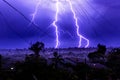 Violent electric storm over suburbia