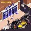 Violent Protest Isometric Illustration