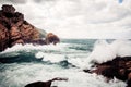 Violent Waves Splashing Against Corsica`s Coast Royalty Free Stock Photo