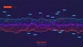 Violet abstract binary wave. 3D big data visualization. Intricate financial data threads analysis. Business analytics