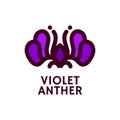 violet anther flower nature logo concept design illustration