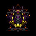 Violet Gold Grey Anubis with Geometry Ornament