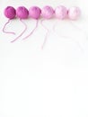 Violet balls of yarn on white background Royalty Free Stock Photo