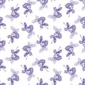 Violet basil seamless pattern on white. Textile design