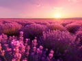 Violet Beauty of Provence Sunset Fields Royalty Free Stock Photo