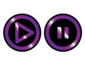 Violet black play pause button icon vector Royalty Free Stock Photo
