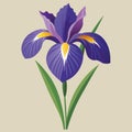Violet blooming iris flower isolated vector illustration Royalty Free Stock Photo