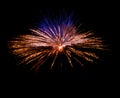 Violet blue fireworks in black in Malta. Maltese shell, Malta fireworks festival. New Year Show Royalty Free Stock Photo