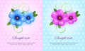 Violet and blue flowers cards