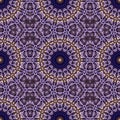 Violet, blue, orange, white intensive colors circle peas lace seamless pattern