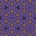 Continuous violet and blue ornamental winter mosaic pattern