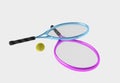 Violet and blue tennis rackets