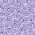 Violet blue vector artistic hand drawn flowers bloom ditsy seamless pattern. Elegant retro background print