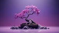 Violet Bonsai Tree: Serene And Tranquil Scenes In Zbrush Style