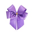 Violet bow ribbon isolated on white background Royalty Free Stock Photo