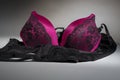 Violet bra and black female underwear