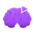 Violet brain icon, cartoon style