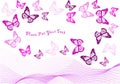 Violet butterflies and blend waves isolated