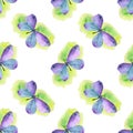 Violet butterflies and green spots pattern