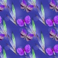 Violet butterfly by watercolor Royalty Free Stock Photo