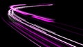 Violet car lights at night. long exposure Royalty Free Stock Photo