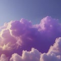 Violet clouds in the blue sky and sunlight. AI-Generated.