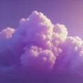 Violet clouds in the blue sky and sunlight. AI-Generated.