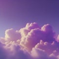 Violet clouds in the blue sky and sunlight. AI-Generated.