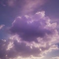 Violet clouds in the blue sky and sunlight. AI-Generated.