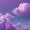 Violet clouds in the blue sky and sunlight. AI-Generated.