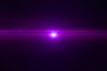 Violet color bright lens flare pulse flashes leak for transitions on black background,movie titles Royalty Free Stock Photo