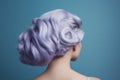 Violet colored hair in elegant updo hairstyle.