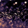 Violet colored toned backdrop made of spiderweb.Glowing round water drops and blurred sparkls Royalty Free Stock Photo