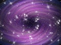 Violet cosmic whirl background with stars