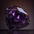 Violet crystal Amethyst gem isolated on black background.