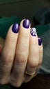 Violet dark nails gel polish