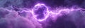Violet electric energy ring in stormy clouds Royalty Free Stock Photo