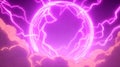Violet electric energy ring in stormy clouds Royalty Free Stock Photo