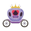 Violet fairytale royal carriage on a white background