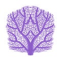 Violet Fan Coral, Tropical Reef Marine Invertebrate Animal Isolated Vector Icon
