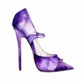 Violet female shoe with high heel.