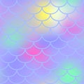 Violet fish scale seamless pattern. Magic Mermaid texture or background square swatch. Royalty Free Stock Photo